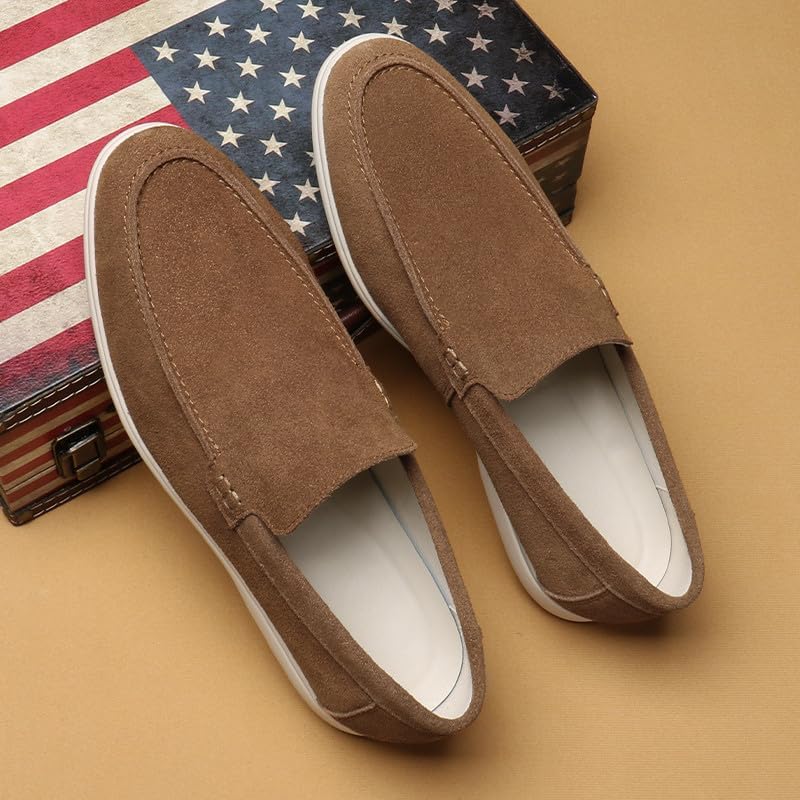 Santimon Men's Suede Loafers Slip-On Casual Shoes Soft Flat Sole Comfortable Driving Office Shoe - Image 2