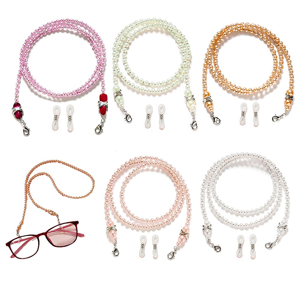 Hibmisy Brillenkette Damen,Perlen Brillenkette Damen Brillen