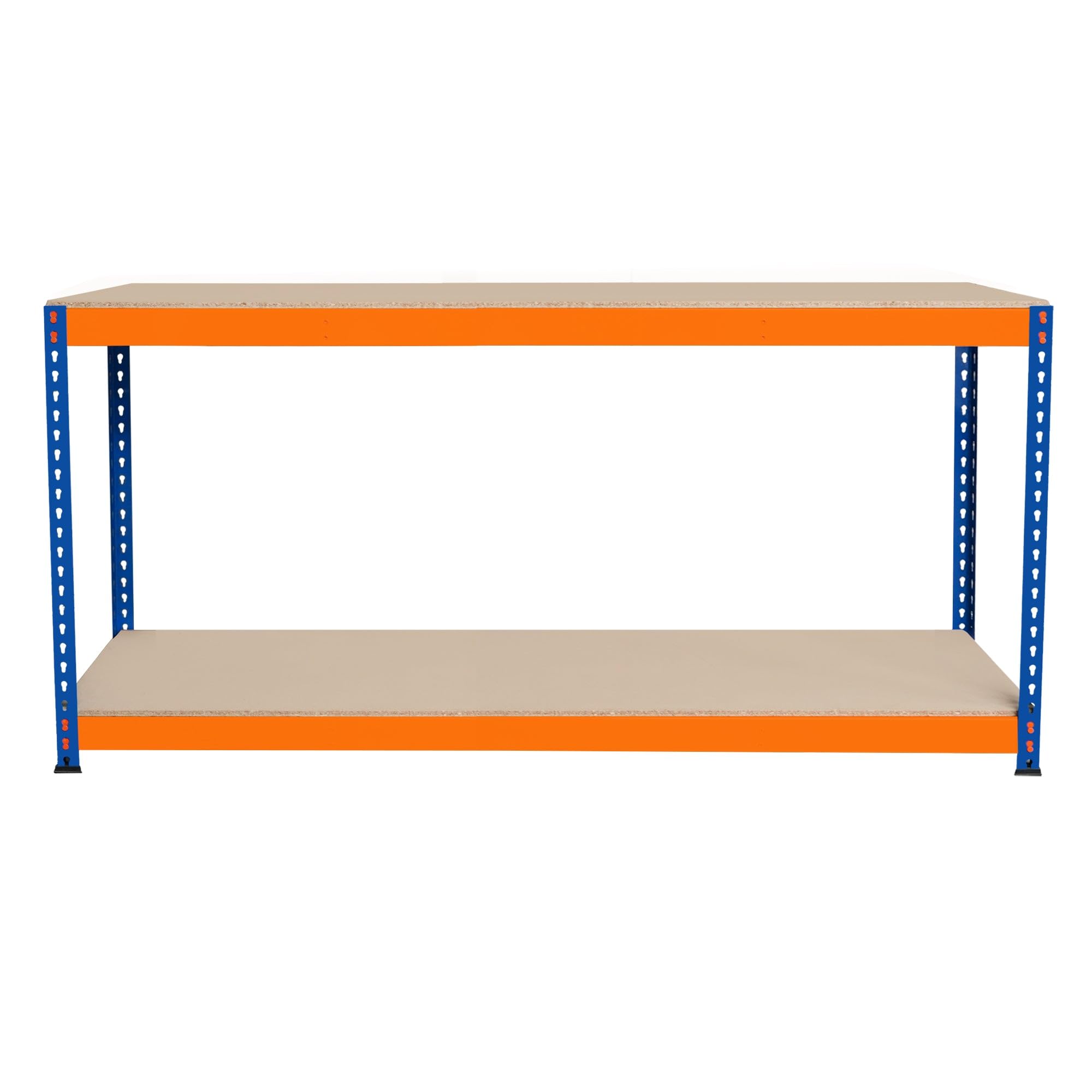 Banco da Lavoro Garage 180x45x90cm - 2 Ripiani, Acciaio Rinforzato, 300kg/Ripiano, Montaggio Senza Bulloni, Layout Regolabile, Piedini in Gomma, 3 Barre di Supporto