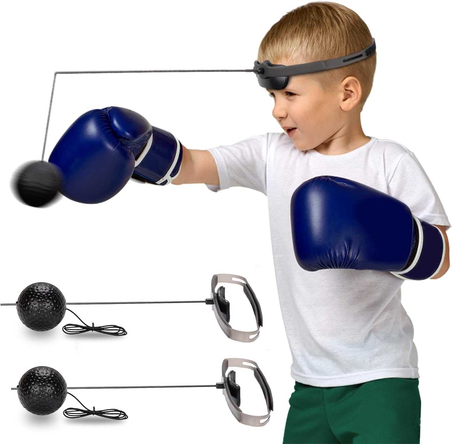 Hikeen Boxing Reflex Ball, MMA Boxing Equipment Adjustable Length for Adults and Kids, Agility Training Punching Speed and Hand Eye Coordination Training 2 Difficulty Levels