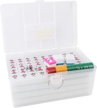 X - Large Chinese Guangdong Tiles Mahjong Set 144 Tiles 1.5 x 1.2 x 0.9 Inches Easy-to-Read Game Set/Complete Set Gift/Birthday Mah-Jongg, Mah Jongg, Majiang Grass Green