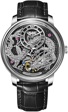 Mens Automatic Skeleton Dragon Watch - Edition 3D Dial, 5ATM Waterproof, Genuine Leather Strap - The Dragons Legacy Mechanical Timepiece