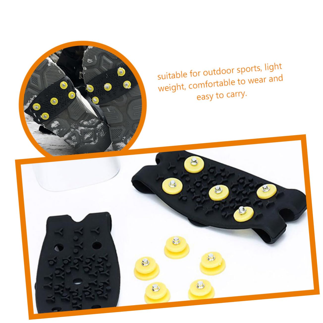 Beavorty Copriscarpe Antiscivolo Per Inverno Ramponcini in Tpe Con Punte Ghiaccio Per Escursioni Attività Outdoor Adatti Scarpe Leggeri