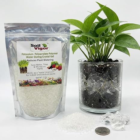 1LB Potassium Polyacrylate Super Absorbent Polymer Water Crystals - Hydro Gel Granules for Indoor & Outdoor Plants, Lawns & Garden - Safe for Vegetables - Reduces Watering Needs