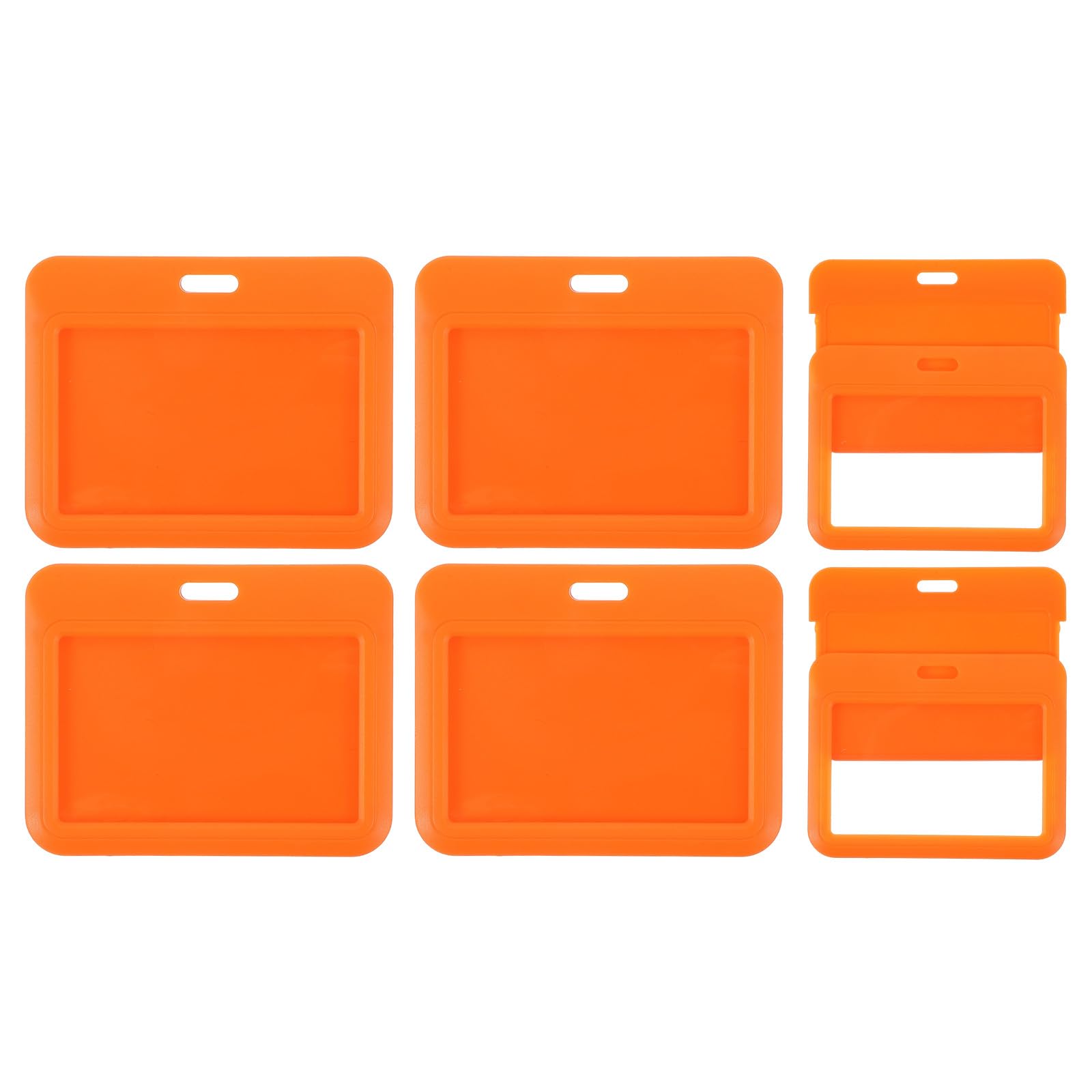 PATIKIL 6 Pack Clear Badge Holder, Plastic ID Badge Holder Clear Window Horizontal ID Protector Clips for Credit Cards Proximity Key Cards Licenses, Orange
