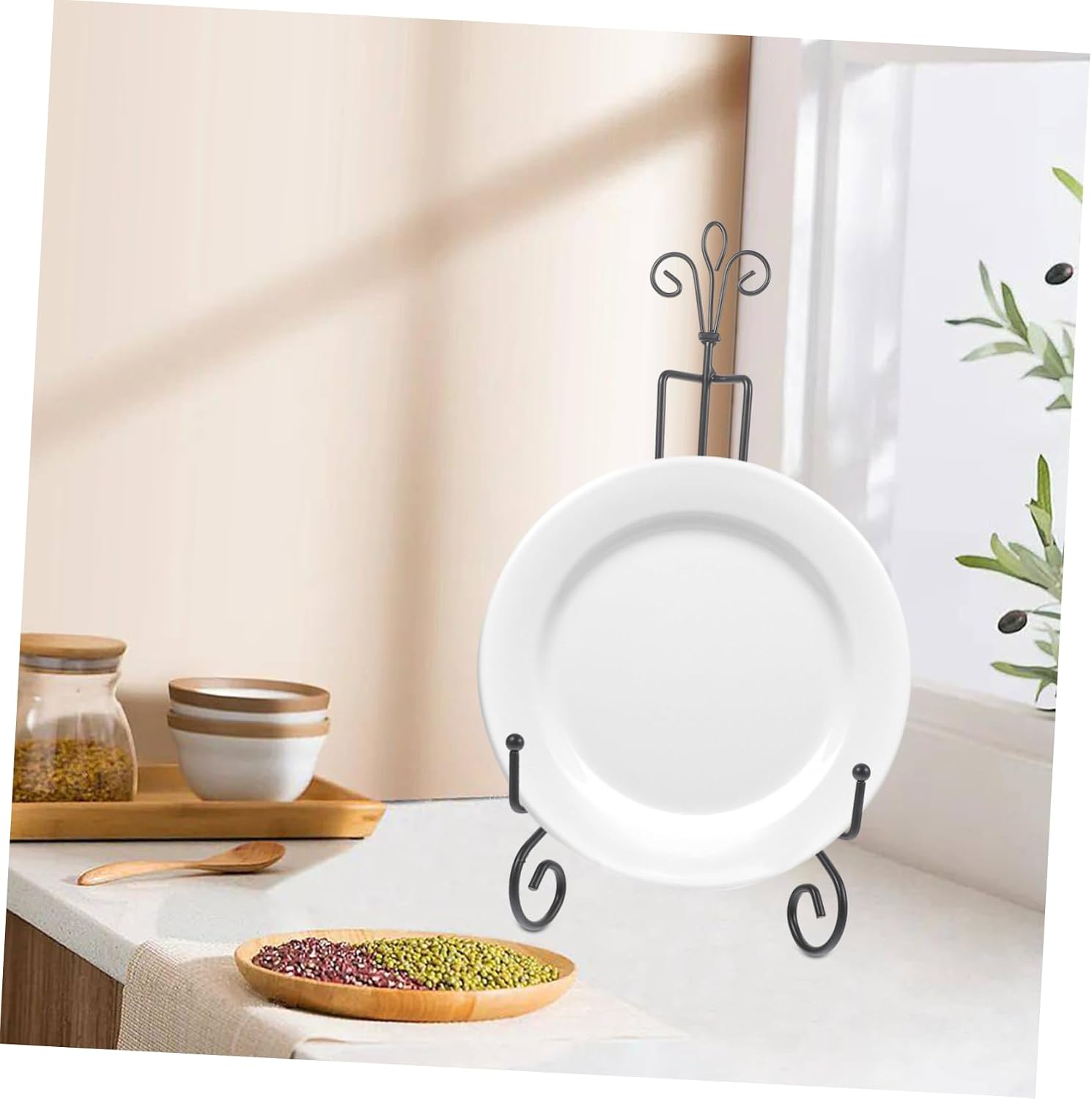 4pcs Desktop Iron Plate Display Stands Elegant Plate Holders for Pictures and Art Stable Easels for Office Wedding and Trade Show Displays Smooth Finish and Support