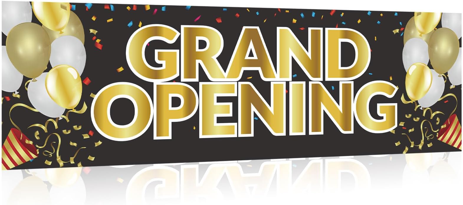 Grand Opening Banner, 3 x 10 ft New Store Grand Opening Sign and Rope, Oxford Cloth Large Advertising Backdrop Decor for Shop Garden Outdoor Ceremony Party Supplies