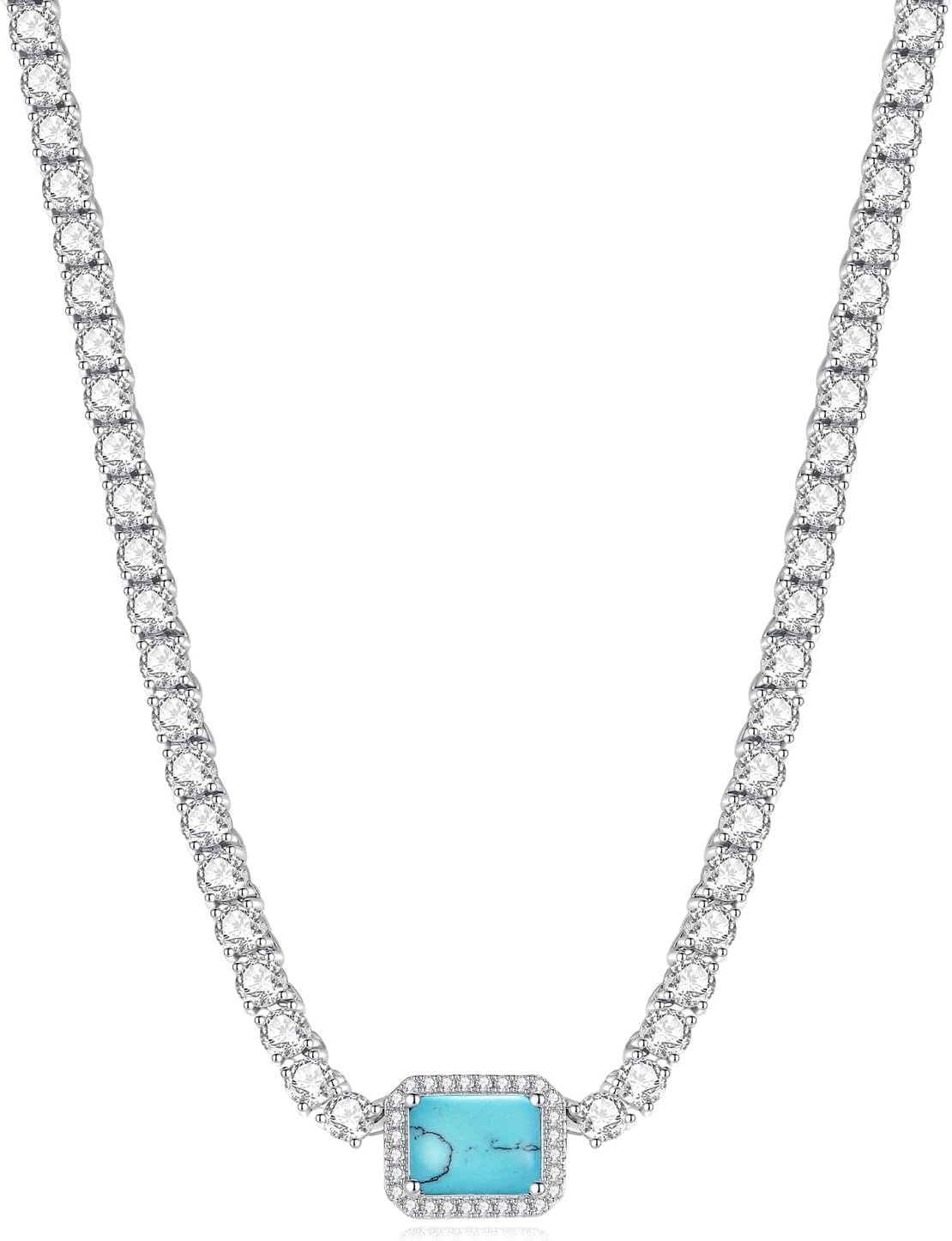 FANCIME Mothers Day Gifts for Women S925 Sterling Silver Tennis Necklace Birthday Gifts for Mom Women, 16"+2" Inches