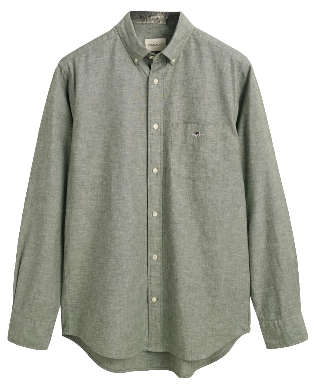 Gant Men's Pine Green Reg Cotton Linen Shirt, L