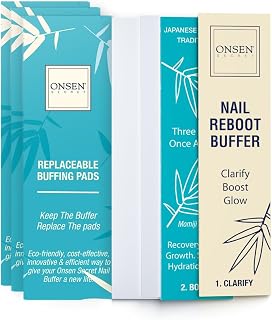 Onsen Secret Nail Buffer Block Replacement Pads - 3-Way Buffing Block Smooth Shine Natural Nail Buffing w/ 3-Sides Coarse, Soft, Silky, Buffer Replacement 12 Combo Pads Only - 3 Pack