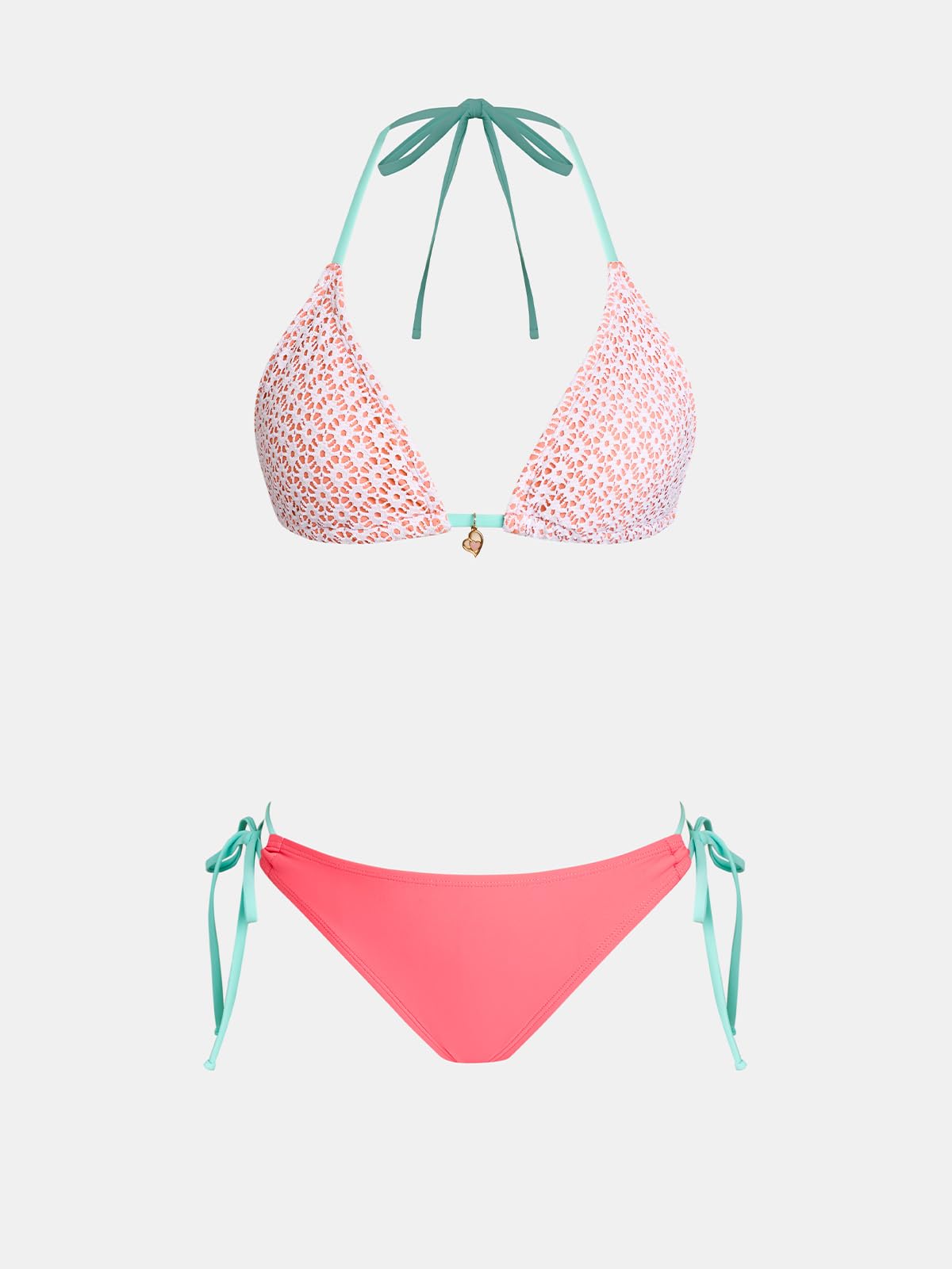 CUPSHE Conjunto de bikini para mujer, cuello en V, ajustable, dos piezas