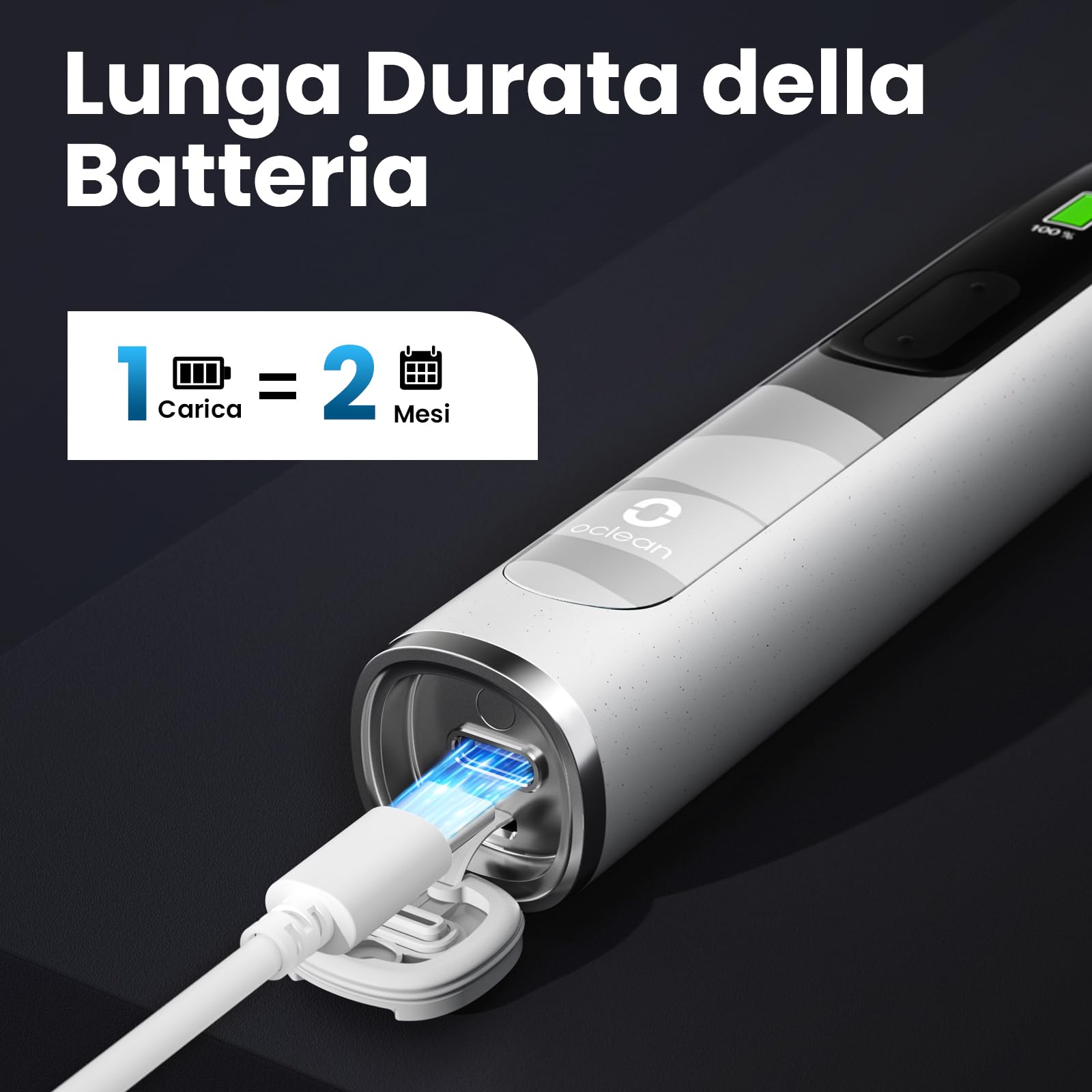 Oclean X10, Spazzolino elettrico sonico intelligente, 5 modalità di spazzolamento, ricarica rapida 3 ore per una durata di 60 giorni, timer di 2 minuti e sensore di pressione,(grigio),solo