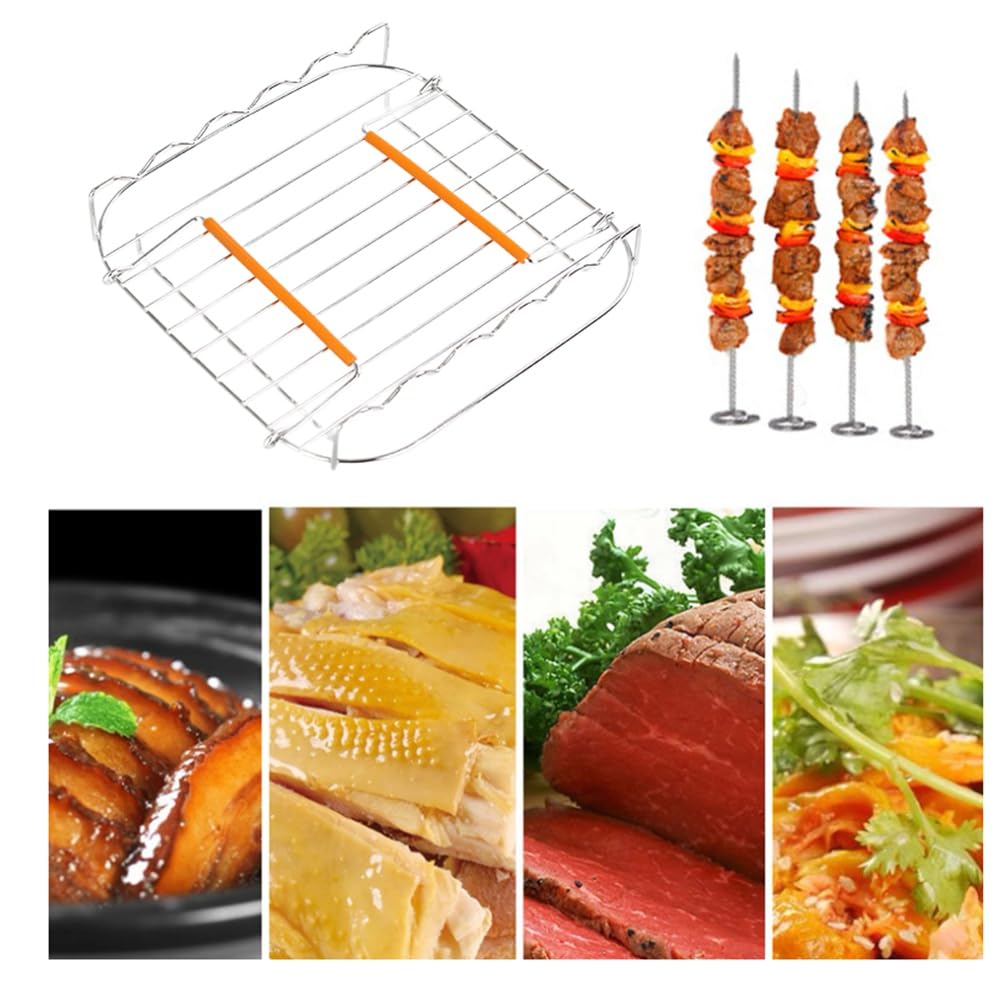 Accessoires voor Airfryer, 3 Planken Air Fryer Grillrek Multifunctioneel Rooster Roestvrij Staal Air Fryer Rek Accessoires voor Philips Airfryer XL 6,2L, COSORI 5,5L 4,7L, Cecotec 6L