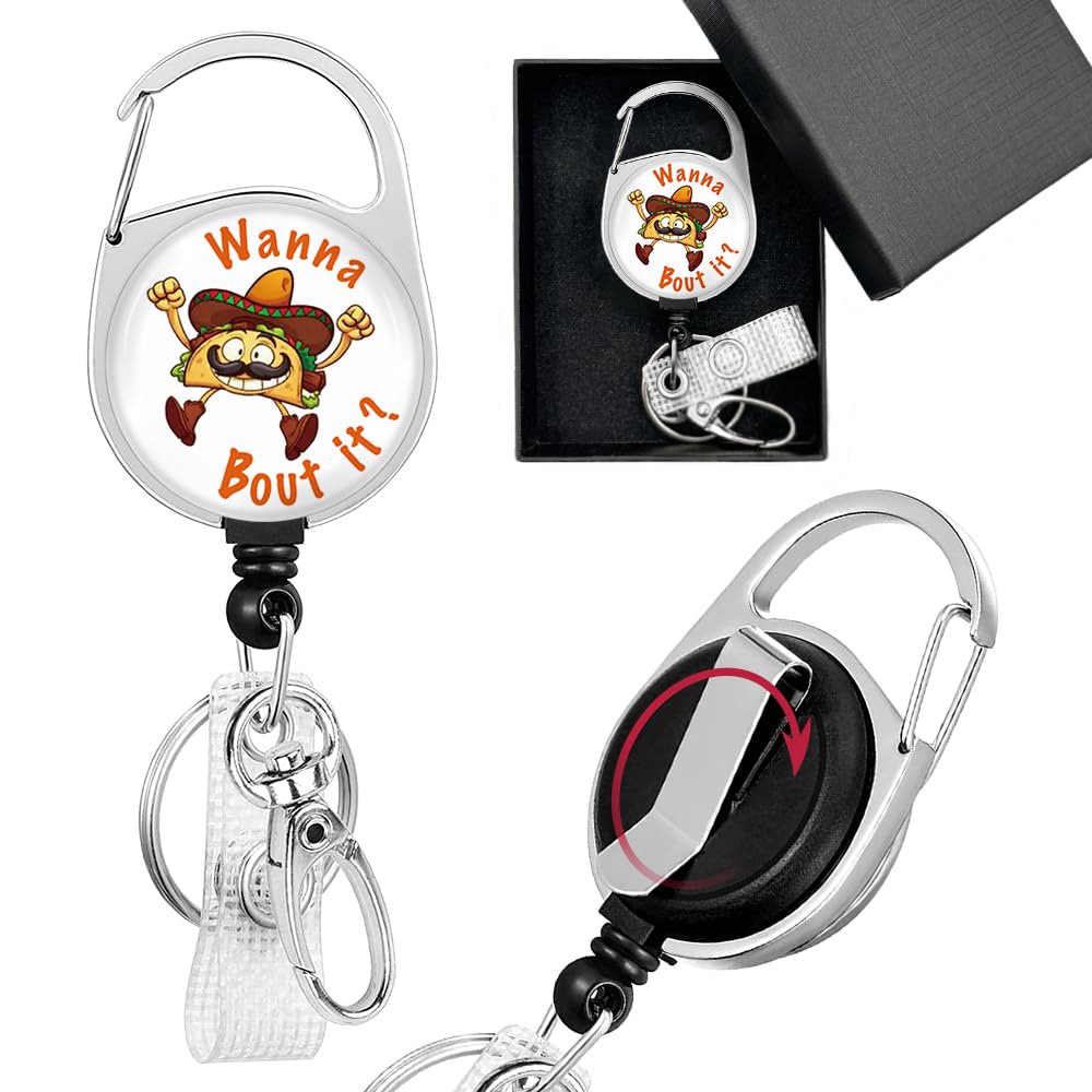 Photo 1 of Wanna Bout It,Retractable ID Card Badge Holder with Rotary Back Clib, Funny Badge Reel,Speech Language Pathologist Badge,Speech Therapist Badge,Medical Work Doctor Nurse Name Tag Card
