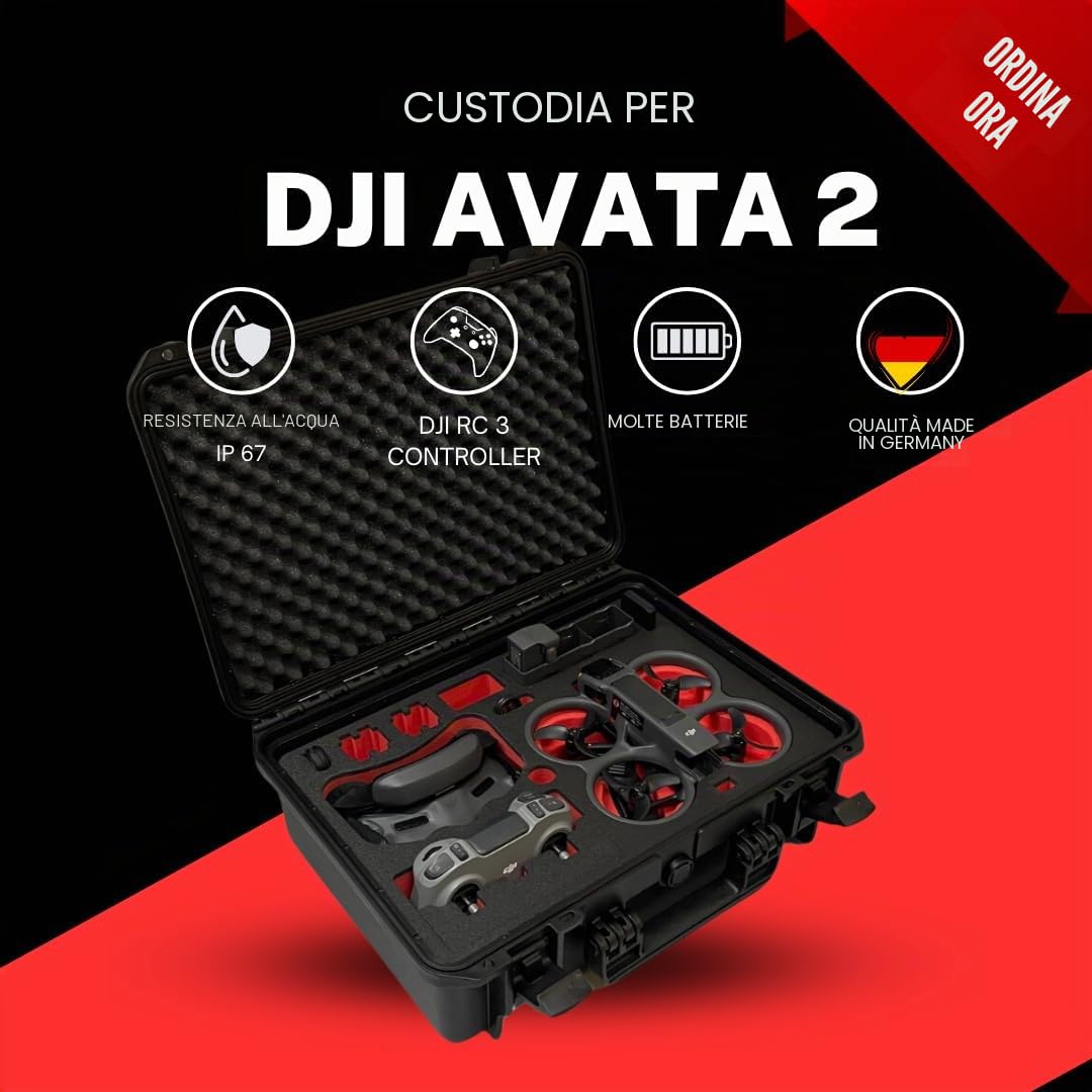 Valigia per DJI Avata 2 Fly More Combo – Impermeabile Antiurto per DJI Goggles 3 RC Motion 3 & DJI FPV Telecomando 3 Accessori Made in Germany, Nero , Valigetta rigida