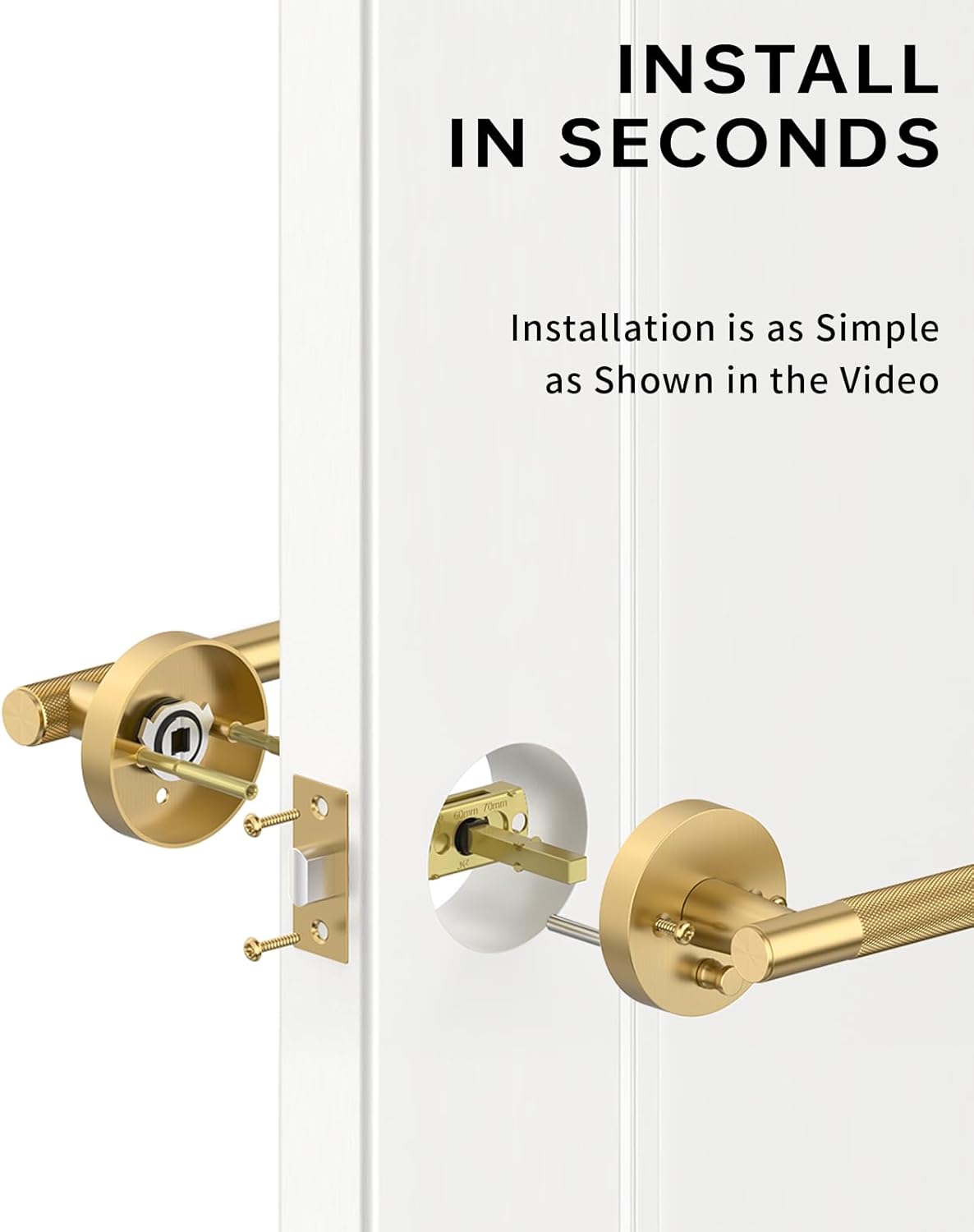 Asidrama 6 Pack Champagne Bronze Privacy Door Handles, Door Lever with Door Knobs Indoor for Bedroom or Bathroom, Heavy Duty Door Handles Interior with Locks for Left Right Sided Doors 124