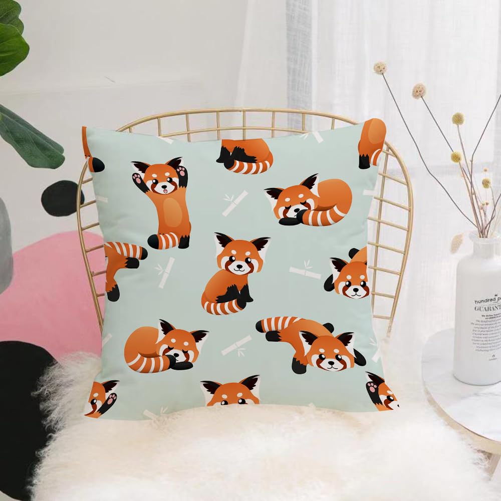 Hyosxw Seamless Cute Red Panda And Bamboo Vector Pa - A6 Cushion Cover,Throw Pillow Case Home Decorative For Living Room Bedroom Sofa Chair 18X18 Inch,Seamless Cute Red Panda And Bamboo Vector Pattern Background. Cute Animal Patte,Pillowcase 45X45cm