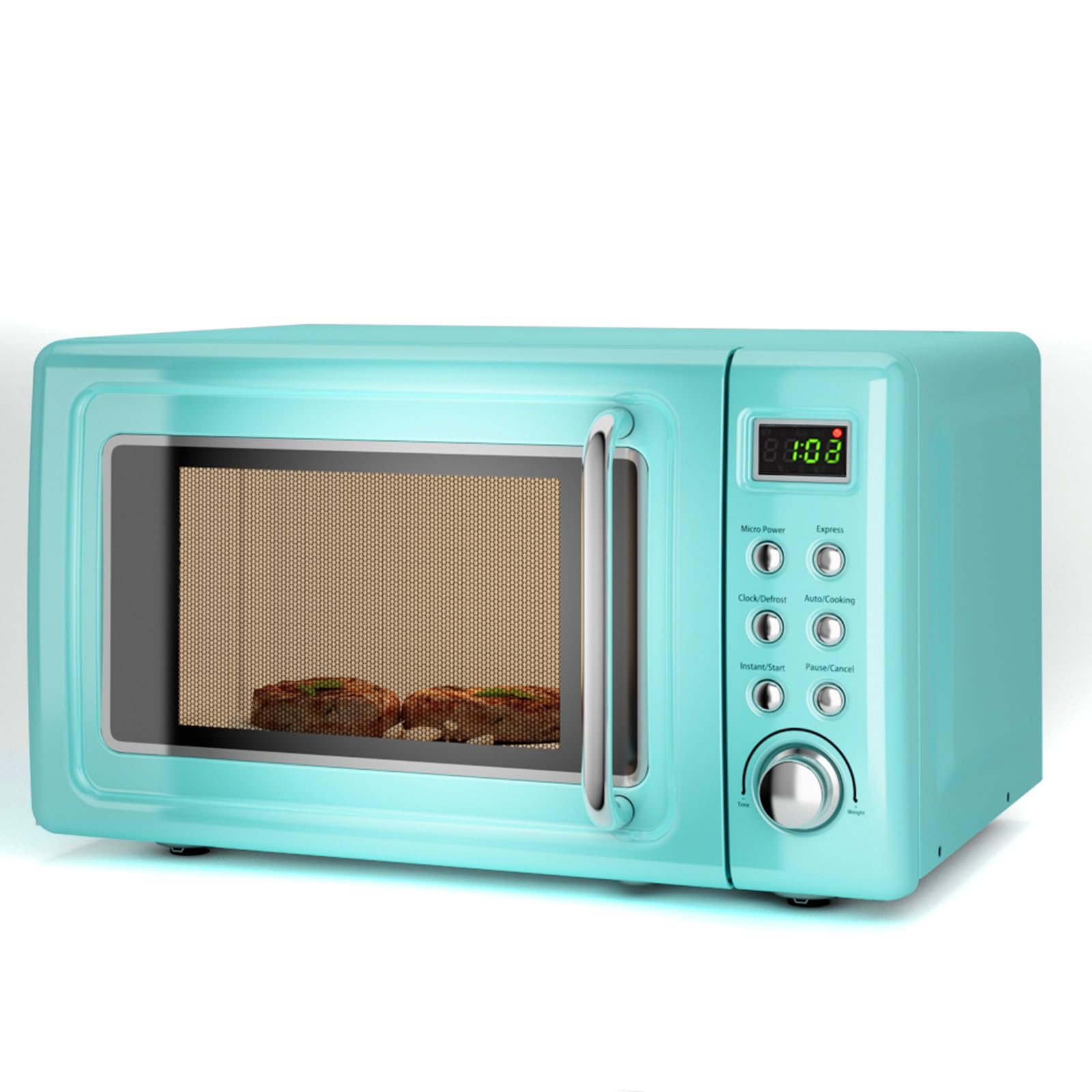 LDAILY 0 7Cu ft Retro Small Microwave Oven 700W Compact Countertop Microwave with 5 Power Levels Auto Cooking