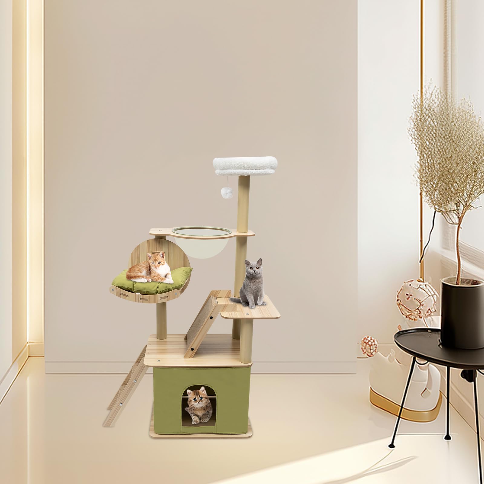 Rascador grande de 140 cm de alto, estable, árbol rascador para gatos de varios pisos, para apartamentos, tiendas de mascotas, salón, dormitorio