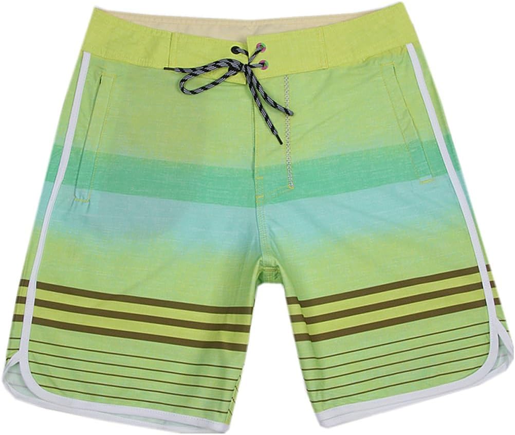 Men's Quick Dry Surf Beach Pants Striped Four Sided Elastic Ice Silk Five Cent Shorts Sports Fishing
