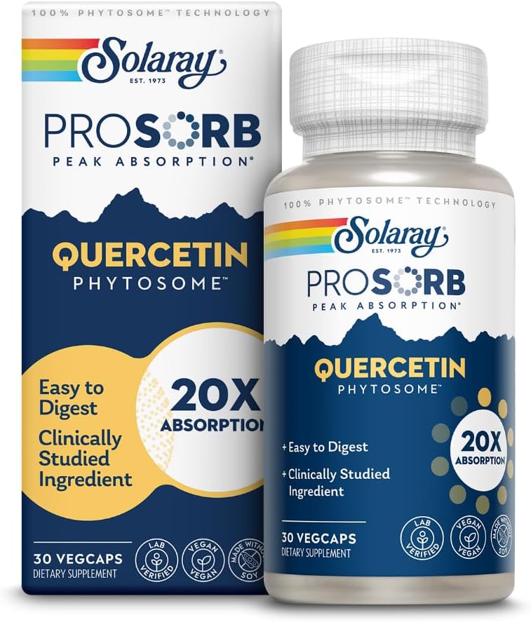 Quercetin Phytosome - 20X Absorption - Easy-to-Digest Antioxidants Supplement for Overall Health Support - Vegan and Made Without Soy - 60-Day Guarantee - 30 Servings, 30 VegCaps