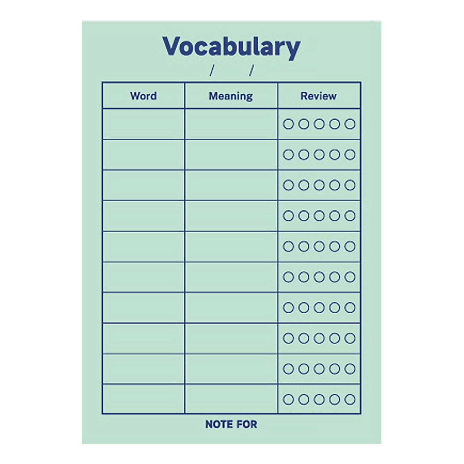 Vocabulary Memory Study Notebook Note Taking and Vocabulary Learning