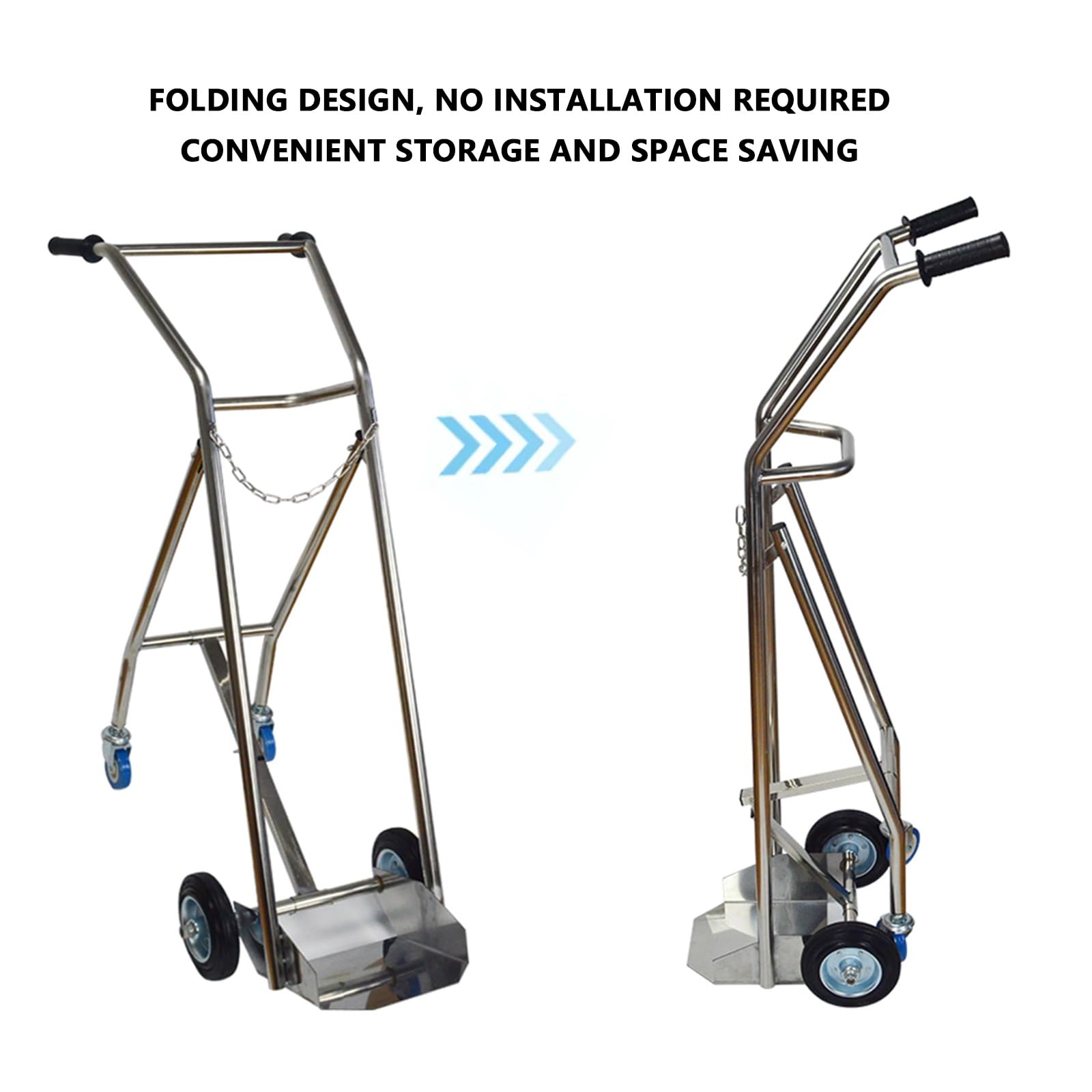 Carro cilíndrico de oxígeno, soporte portátil de acero inoxidable con ruedas, diseño de rodamiento ligero, soporta carga de hasta 100 kg, ideal para cilindros de oxígeno