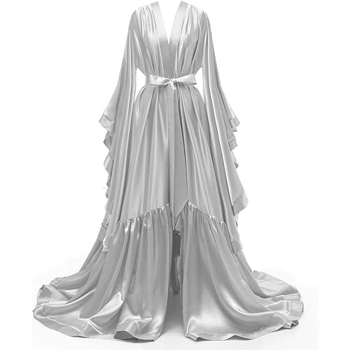yinyyinhs Women's Bridal Robe Long Silk Satin Bridesmaid Wedding Robe Nightgown Bathrobe Sleepwear Maternity Photoshoot Robe