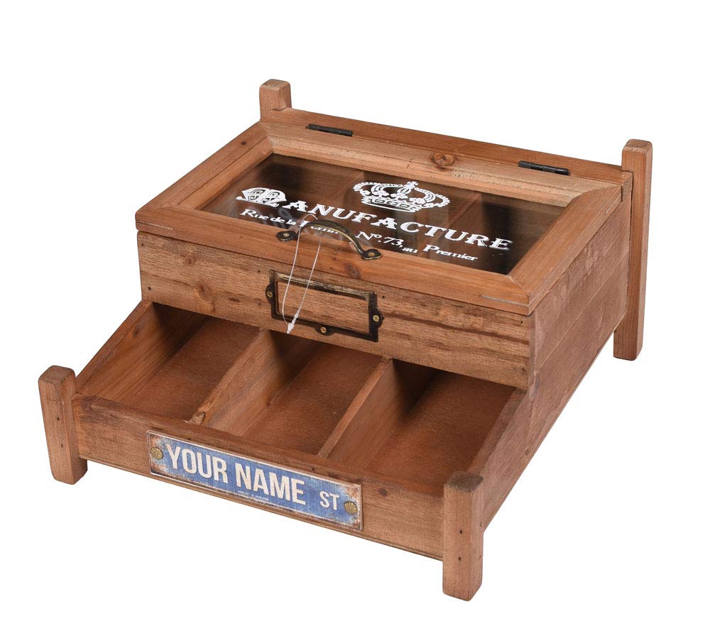 Besteckkiste „MAISON LAVANDE“ – Shabby Chic Holzbox | 3 Fächer | Glasdeckel | Besteckkasten im französischen Landhausstil lof087 Palazzo Exklusiv