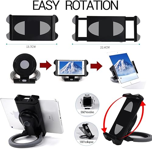 Miniatura 8 de Soporte para tableta compatible con iPad, iPad mini y la mayoría de tabletas de 6 pulgadas a 13 pulgadas, soporte comercial ajustable con giro de