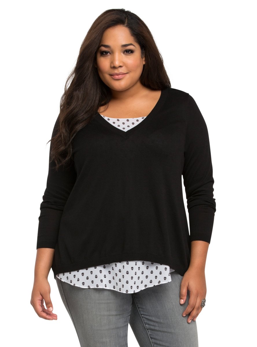 Buy Skull Twofer Open Back Sweater 