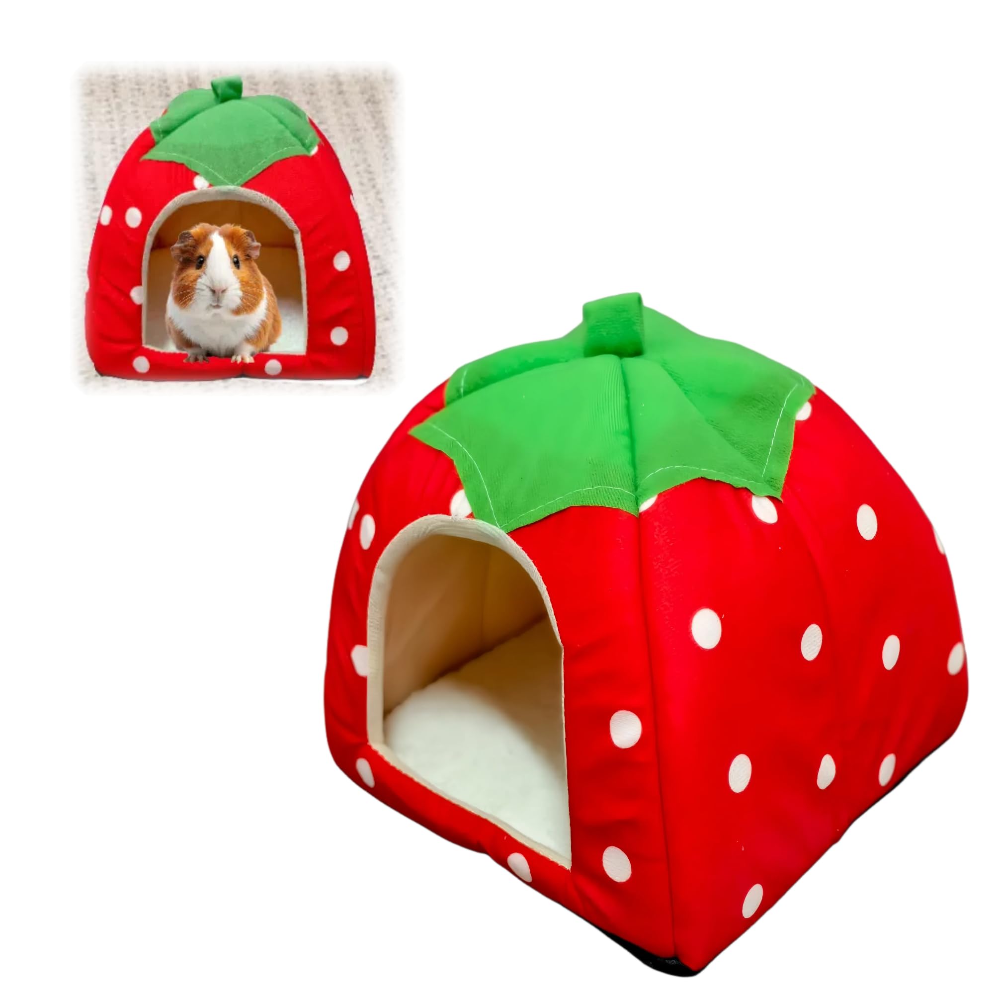 Zuchini Guinea Pig Bed,Small Animal Winter Warm Nest,Hideout cave for Guinea Pig Ferret Hedgehog Chinchilla (Red)