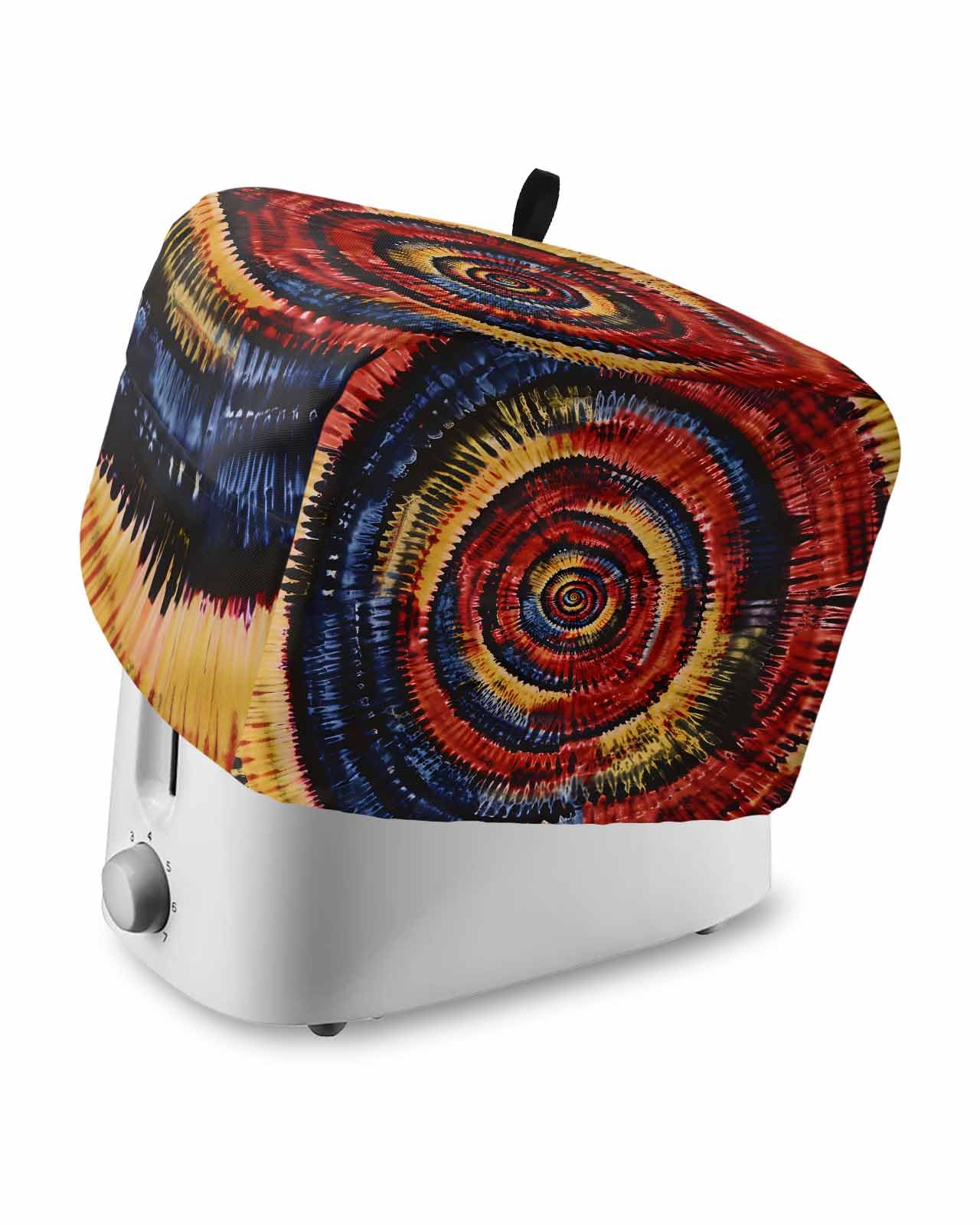 Red Yellow Blue Toaster Cover 4 Slice, Ethnic Geometric Art Modern Abstract Dustproof Bread Machine Oven Cover with Storage Pockets, Fits Most Kitchen Toasters Protector