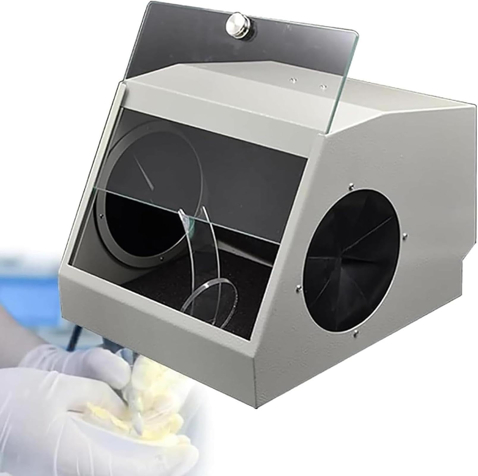 OZBMA Sandblasting Dust Collector, Dentals Lab Box, with Double Exhaust and Filter Device, 5500k Led Light Source, for Jewelry, Jade Carving