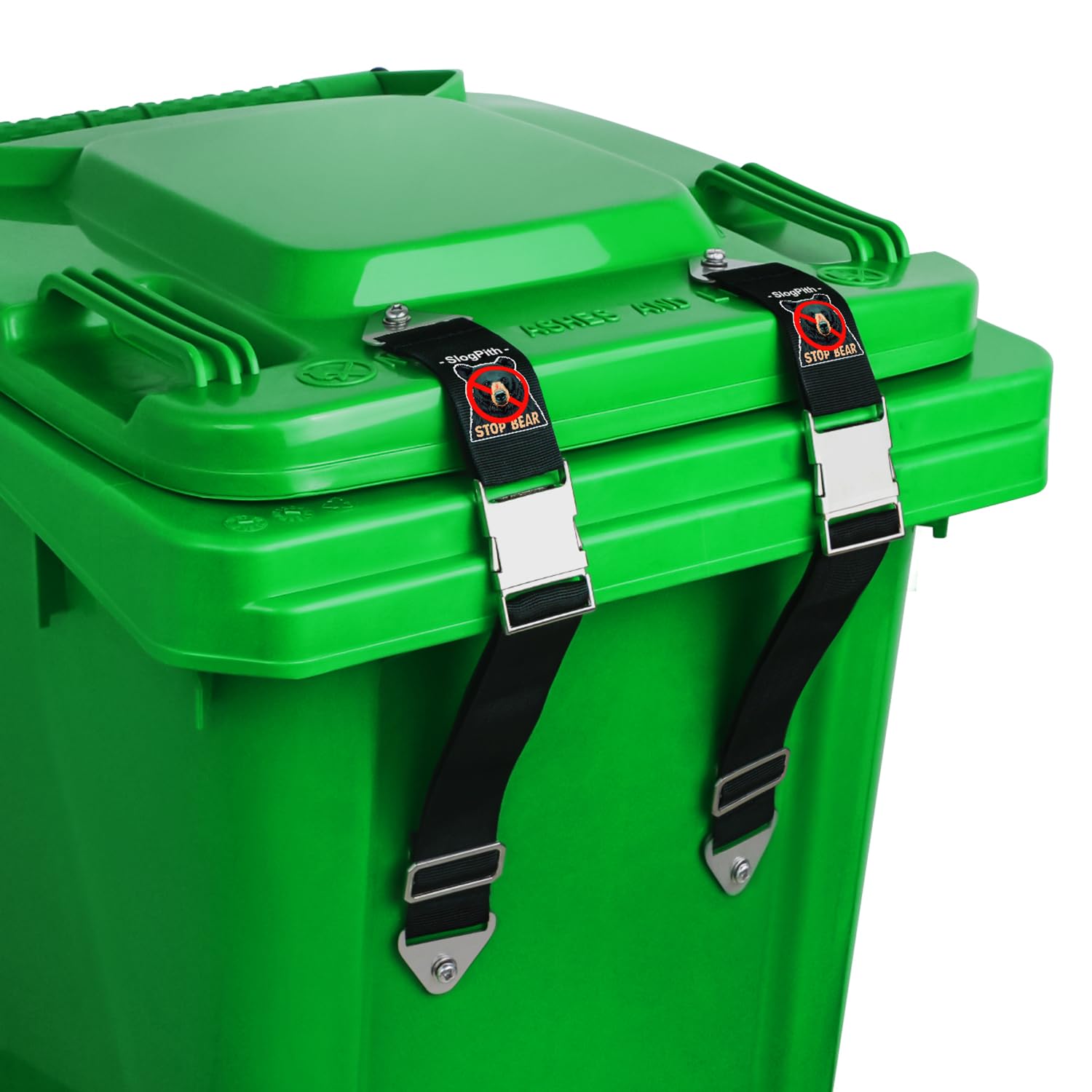 2 Pieces Bear Proof Trash Can Locks, Outdoor Trash Can Lid Locks With Two Adjustable Straps, Strong Metal Buckle Prevents Raccoons, Bears, Animals And Wind From Overturning Trash Cans