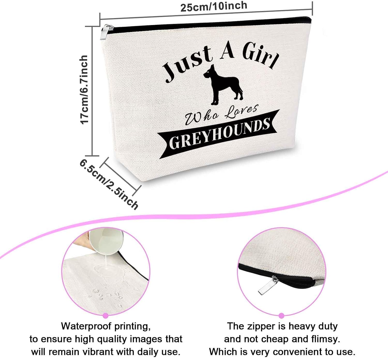 Greyhound Dog Lover Gift Makeup Bag Greyhound Gifts For Women Cosmetic Bag Italian Greyhound Owner Gift Dog Lovers Gift Greyhound Dog Mom Birthday Christmas Gifts Pet Lover Gift Cosmetic Travel Pouch image 2