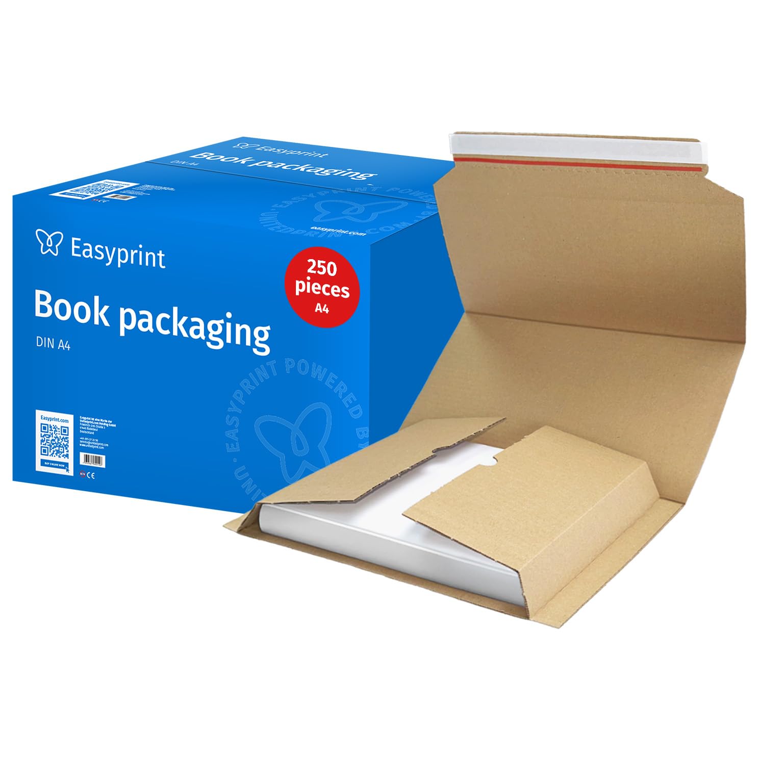 NOVITÀ: Easyprint Imballaggio per libri, DIN A4, imballaggio di spedizione, non stampato, 250 pezzi