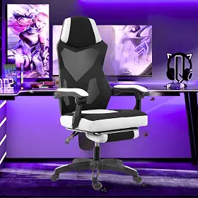 Cadeira Gamer Fox Racer Design Estilo Gamer Tecido Respirável Design Ergonômico (Branco/Preto)