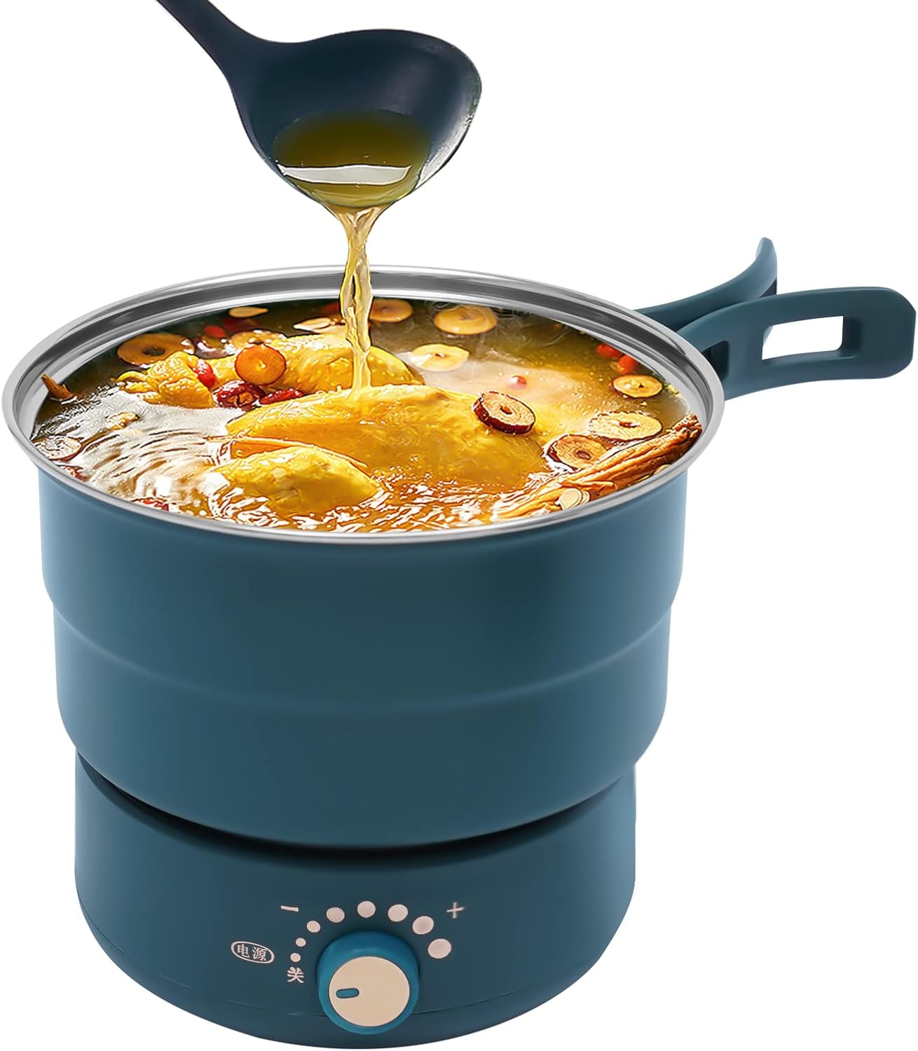 Hot Pot Electric Noodle Pot NonStick Frying Pan with Foldable Handles