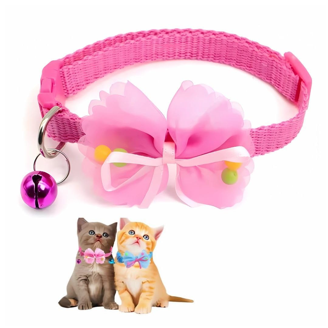犬服・アクセサリー lebooleboo STAR BOW Puppy Pet Adjustable Cat & Dog Bow Collar with Bell | Soft Nylon