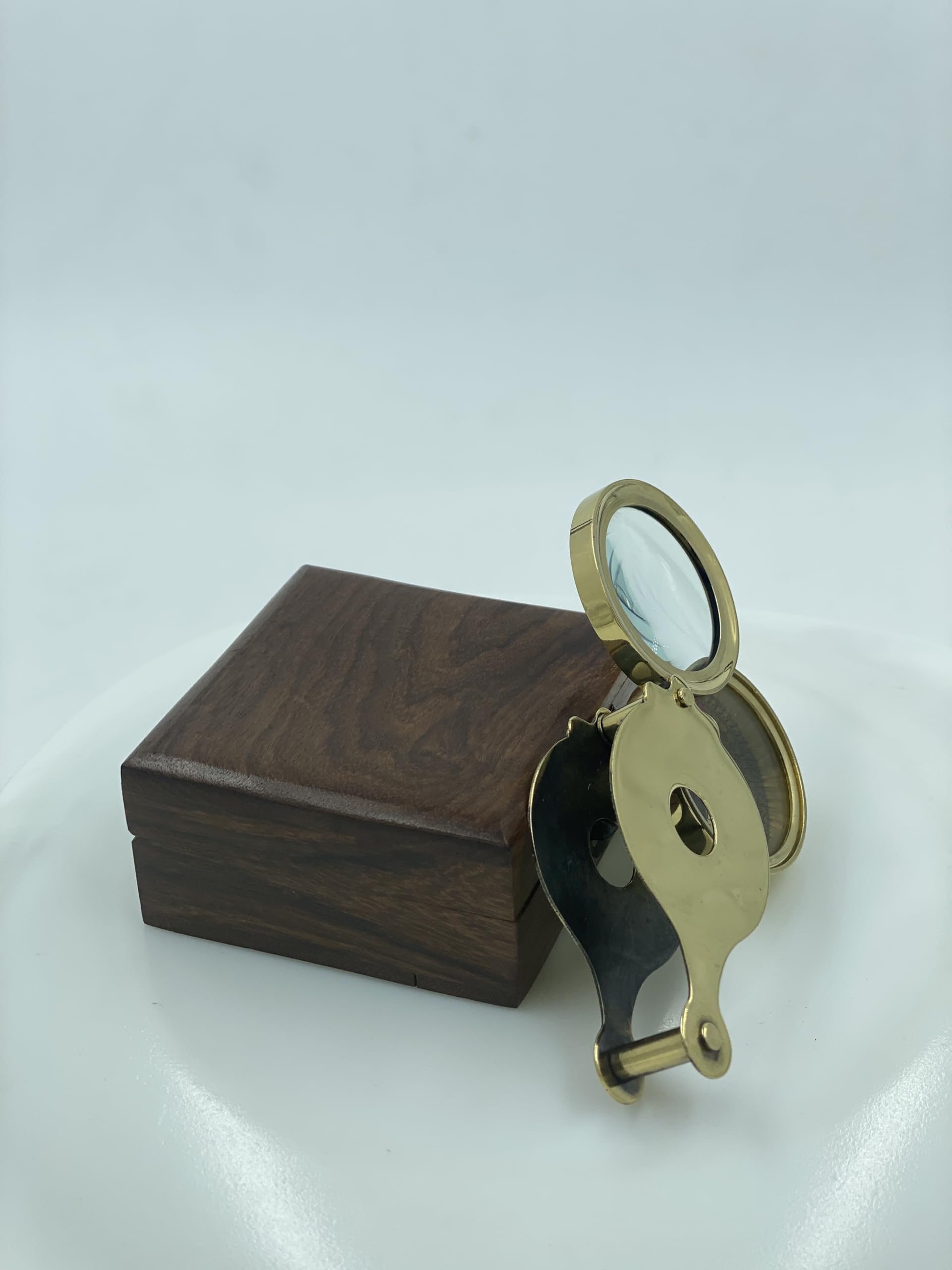 Discovery - Brújula náutica y lupa de latón con caja de palisandro hecha a mano, auténtica brújula náutica direccional marítima unisex regalo de navegación
