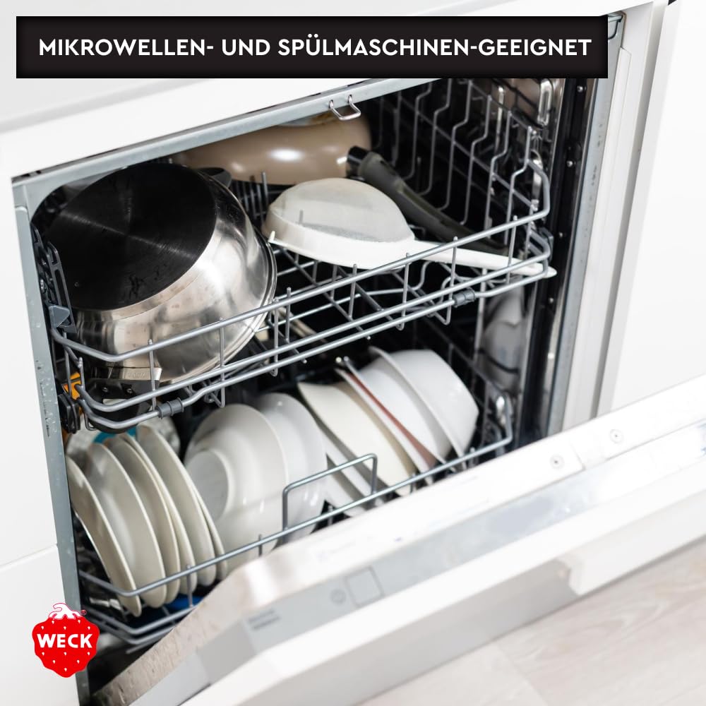 Weck Zylindrisches Glas 3000 ml 4 Stück | Glas mit Deckel | Zum Einmachen von Konserven, Säften, zur luftdichten Aufbewahrung von trockenen Zutaten