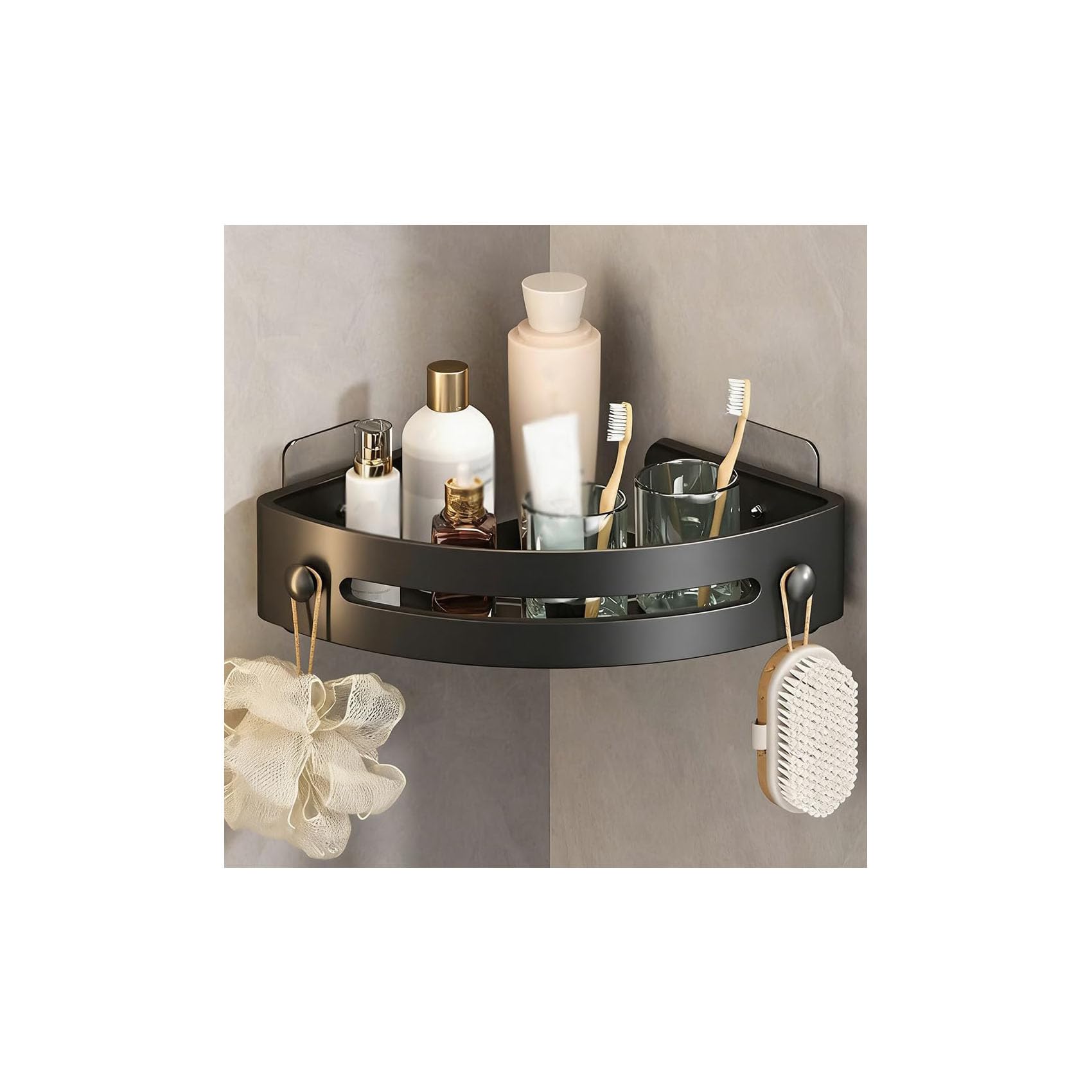 Suction Cup Corner Shower Shelf No Drill Caddy Drain Rack Bathroom Corner Organizer Aluminum Wall Mounted Storage Rack