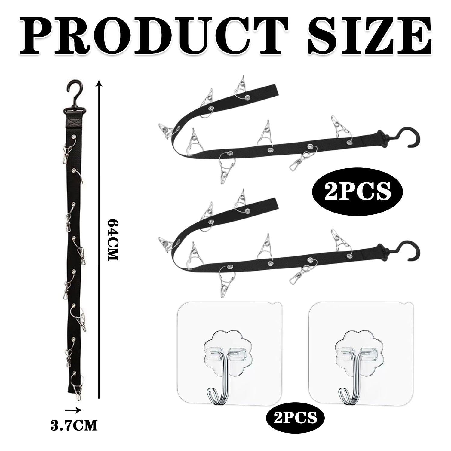Portacappelli Lungo In 2 Pezzi Con Ganci A 2 Pezzi, Portacappelli, Portacappelli Verticale Con 16 Clip, Organizer Per Cappelli, Portacappelli A Parete