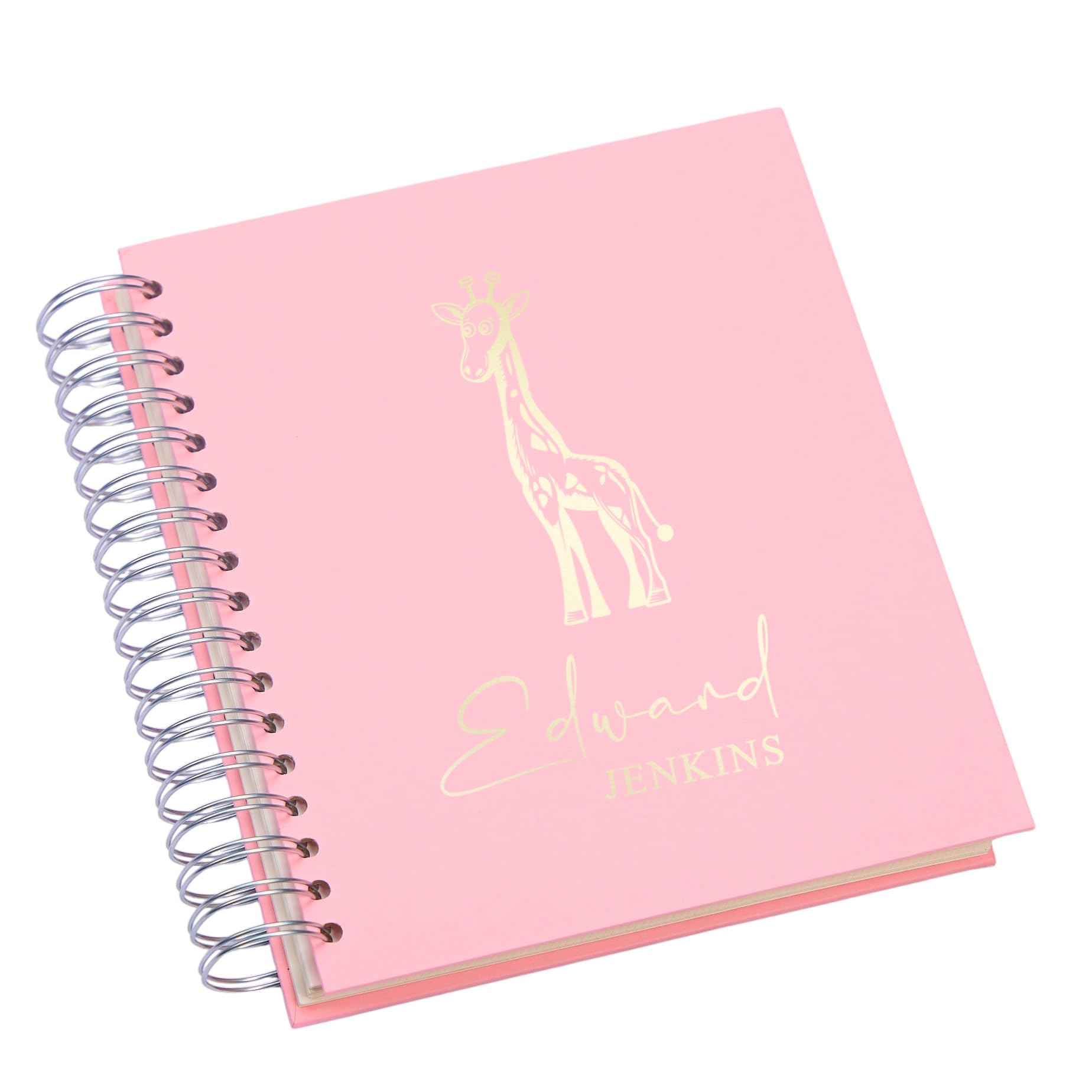 Personalised Baby Photo Album with Giraffe Design, Large Memory Keepsake Book, Multiple Colours (Pink, 4 x 6 Inch)