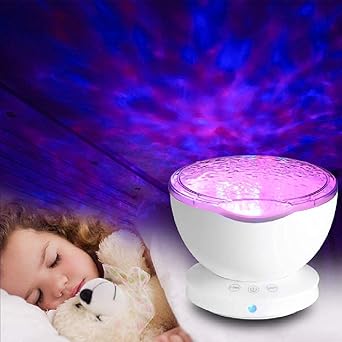 Glaceon Ocean Wave Projector LED Remote Control Night Light for Bedroom, Timer Design Lighting Modes Light LED Night Light Projector lamp for Kids Baby Adults Room Decor Living Room (Multi Colour)