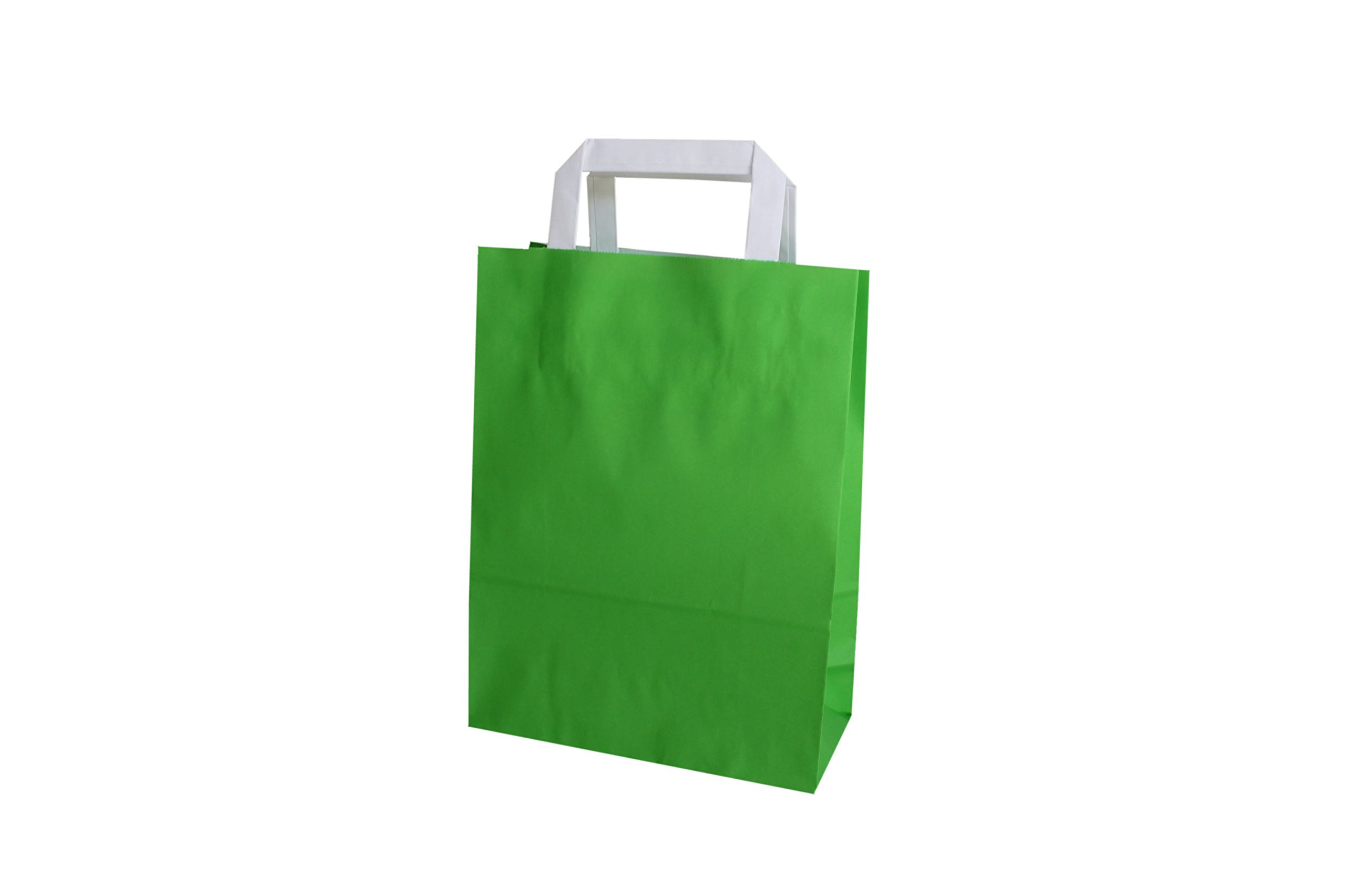 PGV Papierowe torby z płaskimi uchwytami 22 + 10 x 29 cm (200 sztuk, zielone)