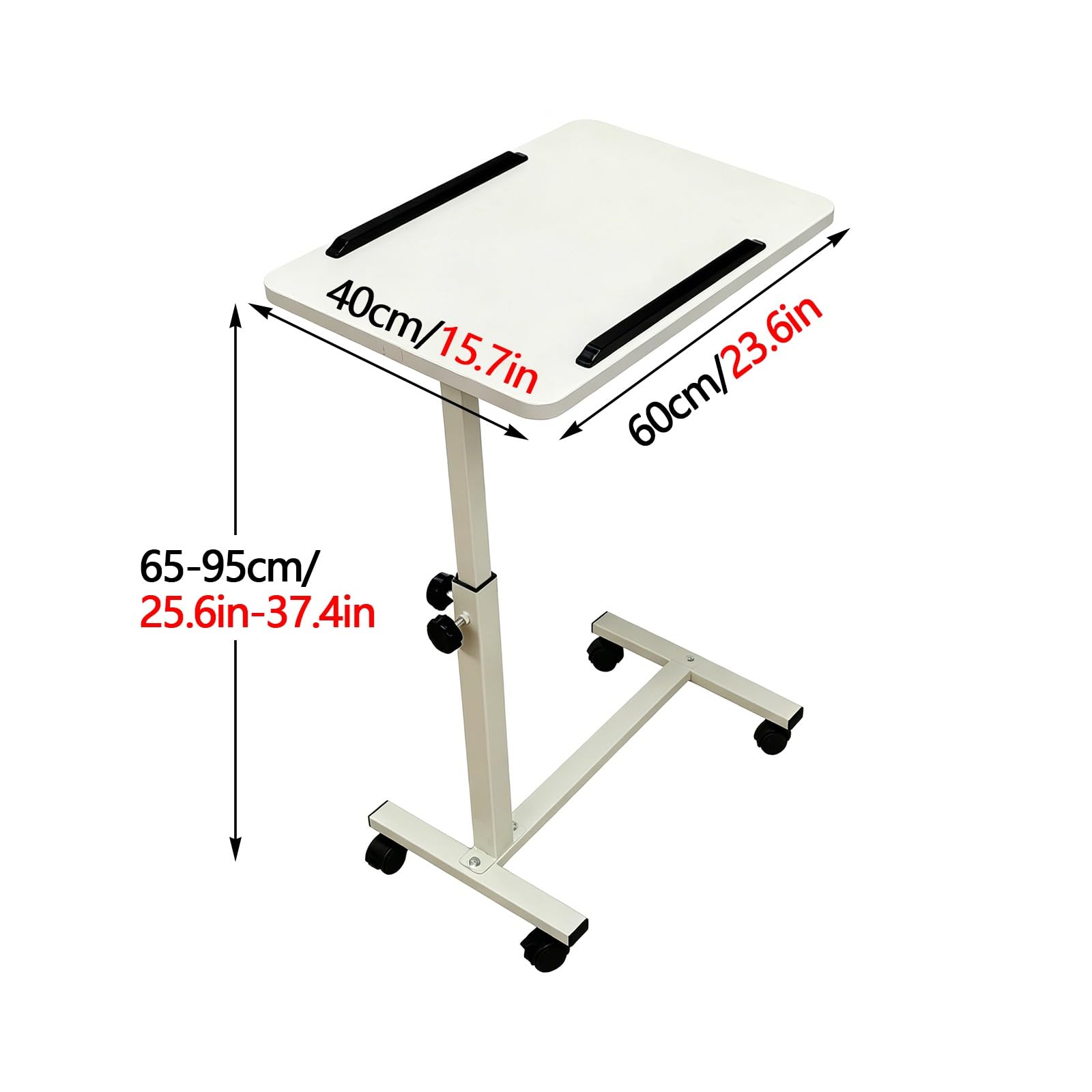 Stolik Kawowy Na Kółkach Regulacją Wysokości 65-95 cm Stolik Komputerowy do Rozkładanej Sofy Nośność 10 kg Stolik do Łóżka z Kółkiem do Domu Mobilne Biurko(Black)