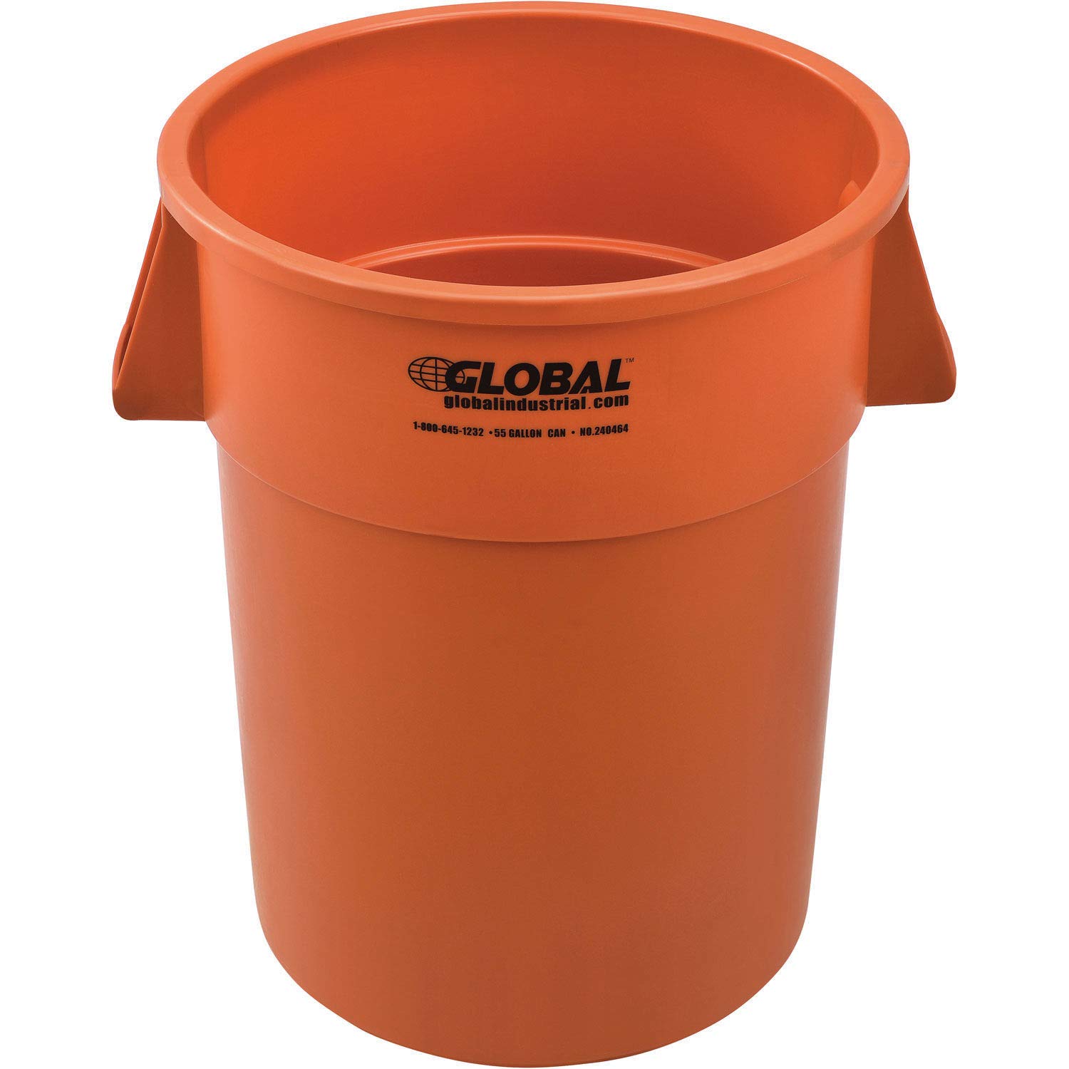 Global Industrial Commercial Round Trash Can 55 Gallon Capacity Plastic Garbage Can Indoor and Outdoor Utility Trash Can