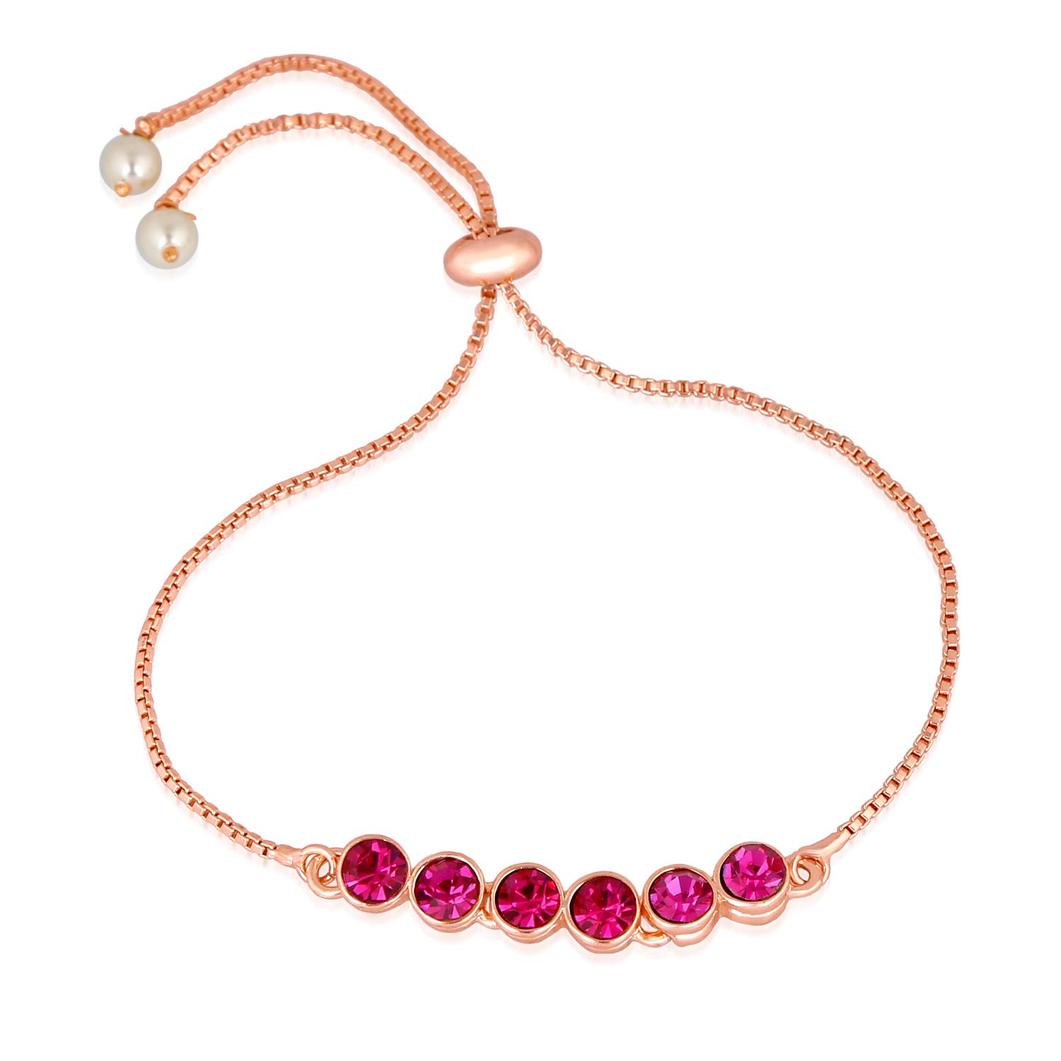 Mahi Rose Gold Plated Gleaming Pink Solitaire Crystal Adjustable Bracelet for Women BR1100385ZPin (B081LFMFZW) Amazon Price History, Amazon Price Tracker
